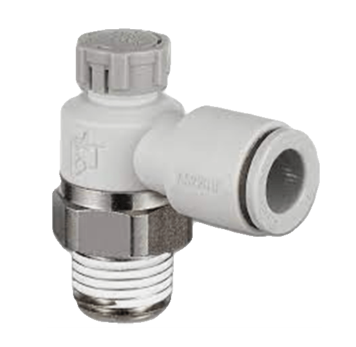 A photo about the speed control valve of the air cylinder